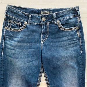 Silver Jeans Suki Mid Capri Dark Wash Jeans, Size 29